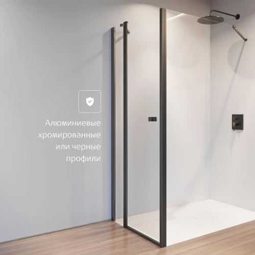Душевая стенка Roca Capital 90 7M4409016M профиль Черный стекло прозрачное