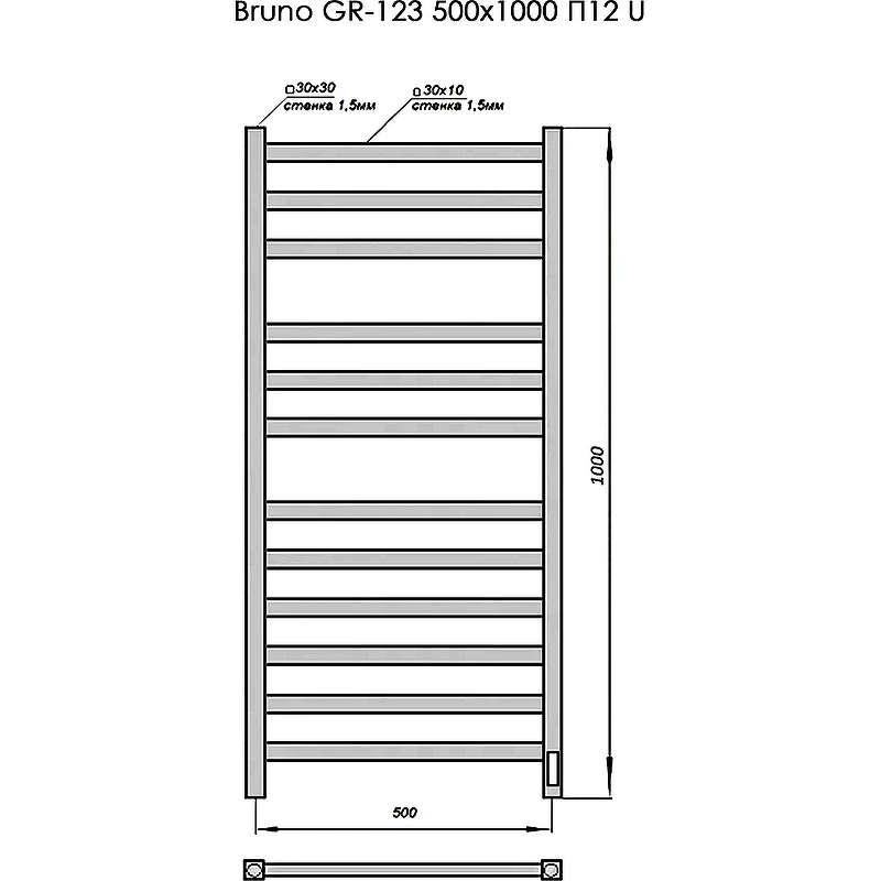 Электрический полотенцесушитель Grois Bruno GR-123 50/100 П12 9003 U Белый матовый