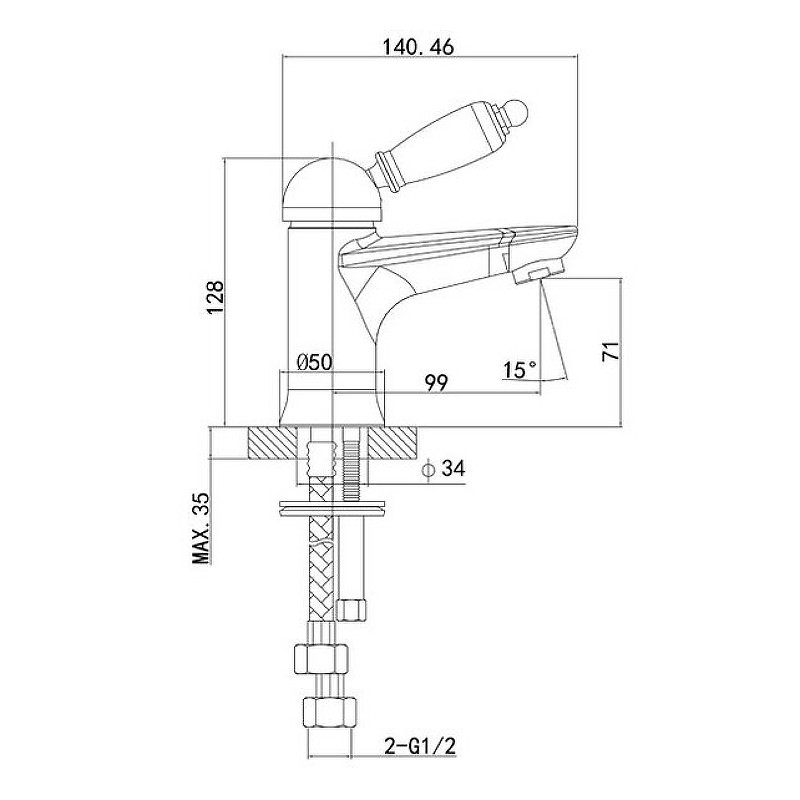 Смеситель для раковины Caprigo Adria-Uno 02-522-crm Хром латунь