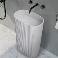 Раковина Abber Stein 55 AS2502-H Белая матовая искусственный камень (литьевой мрамор) напольный