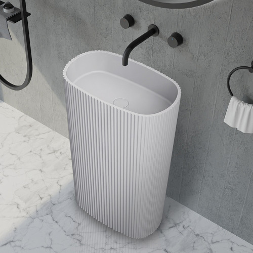 Раковина Abber Stein 55 AS2502-H Белая матовая искусственный камень (литьевой мрамор) напольный