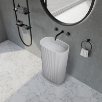 Раковина Abber Stein 55 AS2502-H Белая матовая искусственный камень (литьевой мрамор) напольный