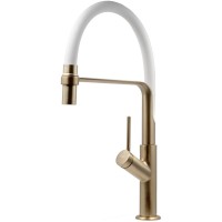 Смеситель для кухни ESKO Kitchen K50GW Брашированное золото Белый латунь