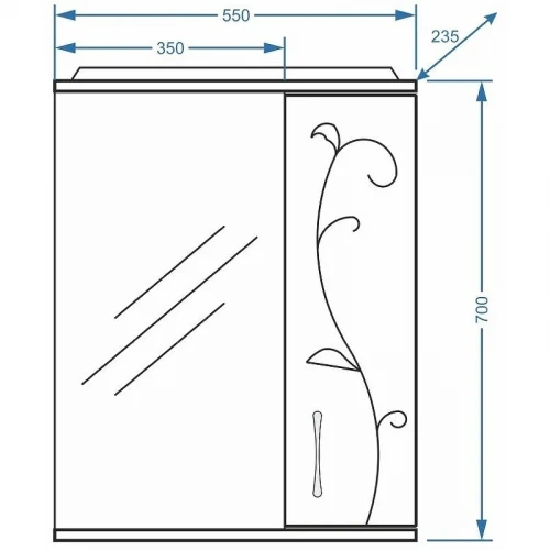 Зеркало со шкафом Stella Polar Фантазия 55 SP-00000224 с подсветкой Белое