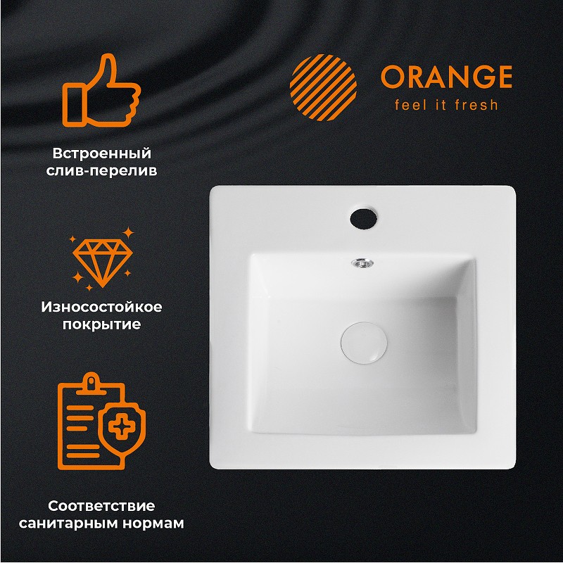 Раковина Orange 41 B03-410W Белая фарфор полувстраиваемая