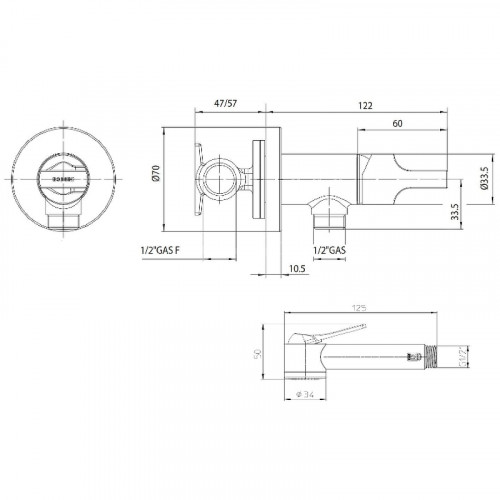 Гигиенический душ со смесителем Bossini Paloma Apice E34002B.030 Хром латунь встраиваемый