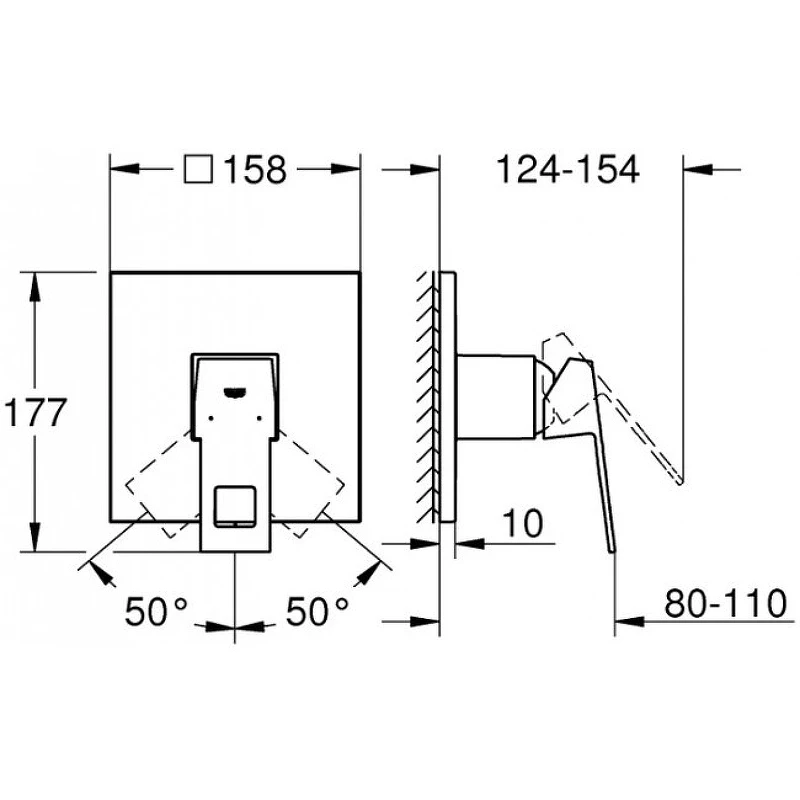 Смеситель для душа Grohe Eurocube 24061000 Хром латунь встраиваемый