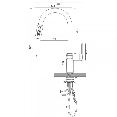 Смеситель для кухни ESKO Kitchen K15 LED Хром латунь