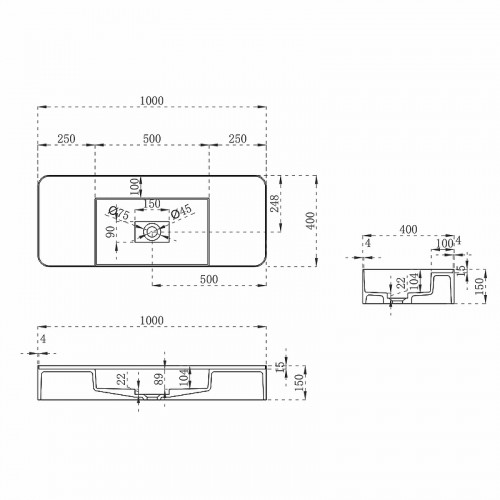 Раковина Vincea 100 VWB-6S380MW Белая матовая искусственный камень (литьевой мрамор) подвесная