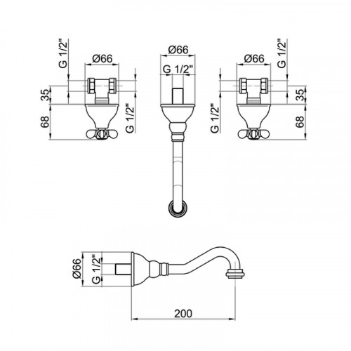 Смеситель для раковины Webert Ottocento OT750404065 Бронза встраиваемый