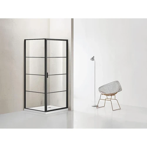 Душевой уголок Azario Richmond 80х80 AZ-NAG1221 800 BLACK профиль Черный стекло прозрачное