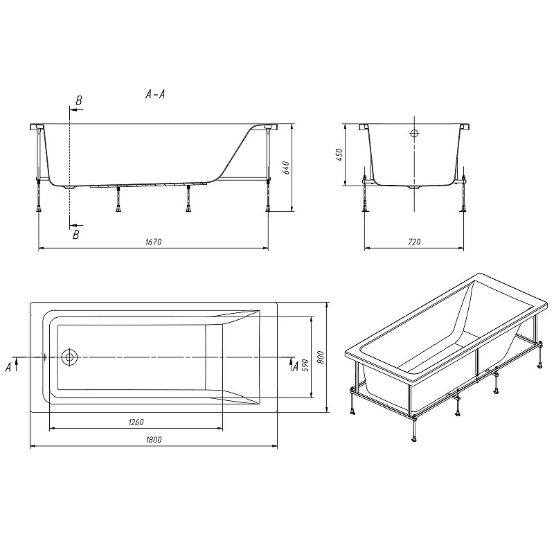 Акриловая ванна Roca Easy 180x80 248618000 без гидромассажа