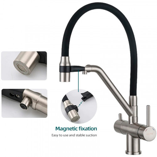 Смеситель для кухни Gappo G4398-85 Сатин Черный латунь