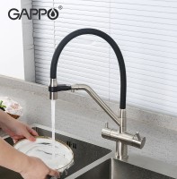 Смеситель для кухни Gappo G4398-85 Сатин Черный латунь