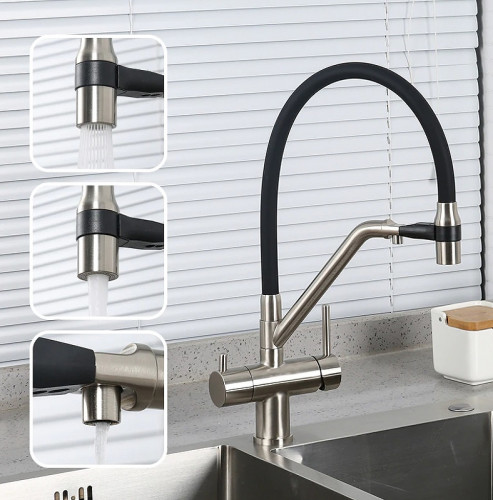 Смеситель для кухни Gappo G4398-85 Сатин Черный латунь