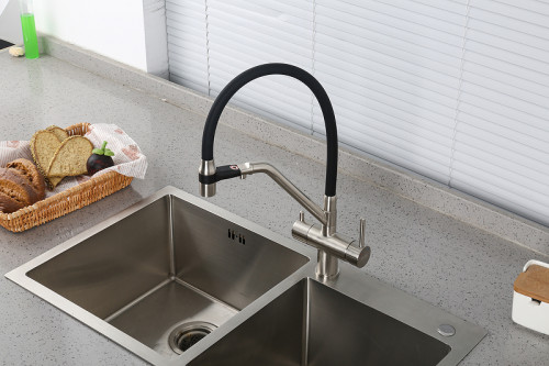 Смеситель для кухни Gappo G4398-85 Сатин Черный латунь