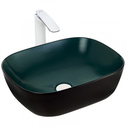 Раковина-чаша WeltWasser Elbach M2143 BBG 49 10000005600 Черно-зеленая матовая фаянс накладная