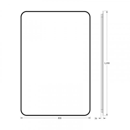 Зеркало Defesto Aura 80х120 DF 2970 с подсветкой 38W-4500K/Без выключателя/Нейтральный белый свет/Черная рама