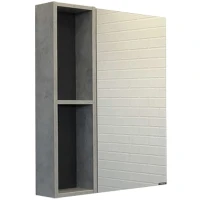 Зеркальный шкаф Comforty Франкфурт 60 00-00004331 Бетон светлый Черное матовое МДФ / ЛДСП, стекло