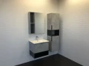 Зеркальный шкаф Comforty Франкфурт 60 00-00004331 Бетон светлый Черное матовое МДФ / ЛДСП, стекло