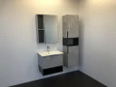 Зеркальный шкаф Comforty Франкфурт 60 00-00004331 Бетон светлый Черное матовое МДФ / ЛДСП, стекло
