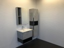 Зеркальный шкаф Comforty Франкфурт 60 00-00004331 Бетон светлый Черное матовое МДФ / ЛДСП, стекло