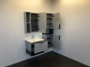 Зеркальный шкаф Comforty Франкфурт 60 00-00004331 Бетон светлый Черное матовое МДФ / ЛДСП, стекло