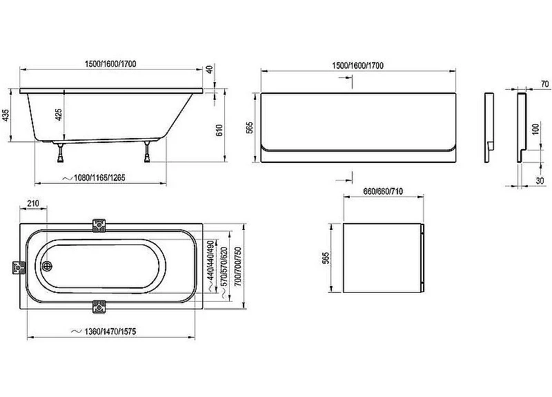 Акриловая ванна Ravak Chrome 160x70 C731000000 без гидромассажа