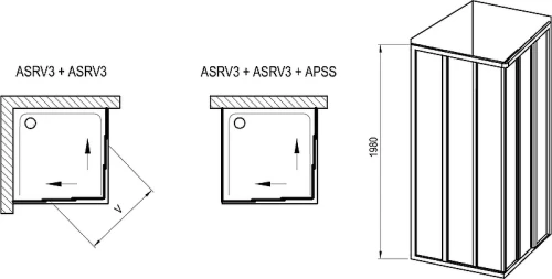 Душевая дверь Ravak Supernova ASRV3-80 198 15V403R2Z1 профиль Черный стекло Transparent
