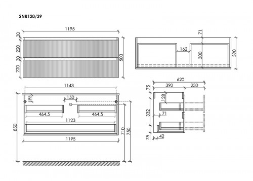 Тумба под раковину Sancos Snob R 120 SNR120/39CE подвесная цвет Beige Soft
