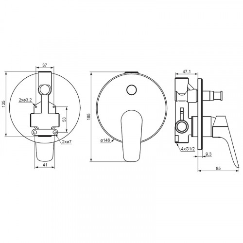 Смеситель для душа Damixa Jupiter 777100000 Хром латунь встраиваемый