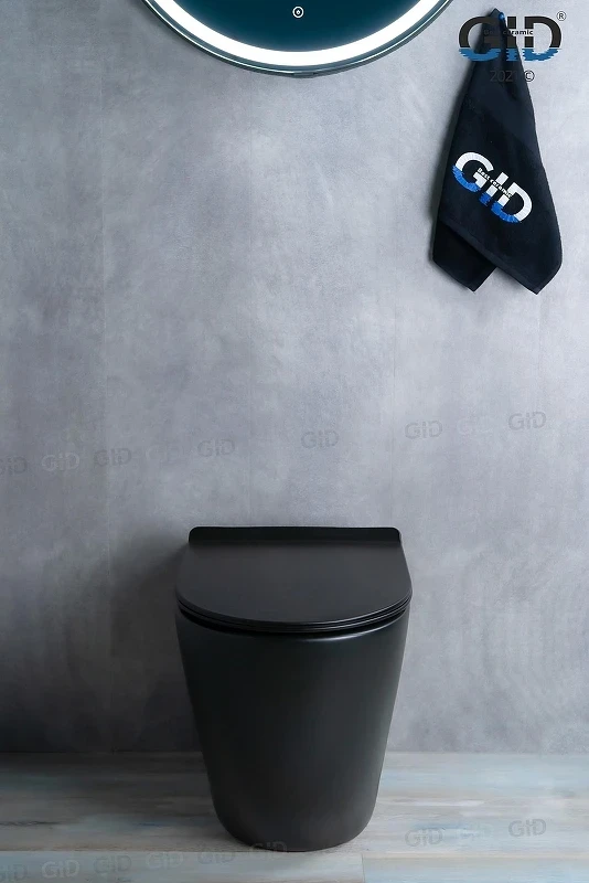 Унитаз Gid Convexo TRS-269BM 62214Y приставной цвет Черный матовый с сиденьем Микролифт