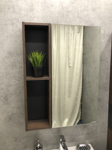 Зеркало со шкафом Comforty Франкфурт 60 00004150528 Дуб шоколадно-коричневый МДФ / ЛДСП, стекло