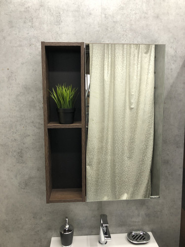 Зеркало со шкафом Comforty Франкфурт 60 00004150528 Дуб шоколадно-коричневый МДФ / ЛДСП, стекло