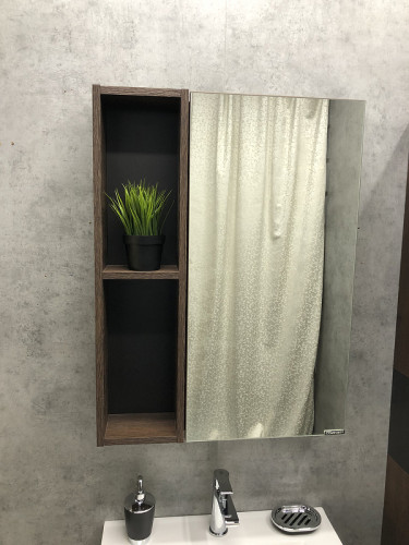 Зеркало со шкафом Comforty Франкфурт 60 00004150528 Дуб шоколадно-коричневый МДФ / ЛДСП, стекло