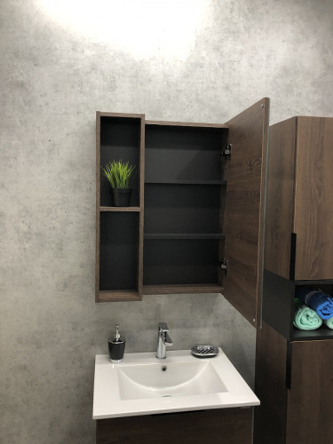 Зеркало со шкафом Comforty Франкфурт 60 00004150528 Дуб шоколадно-коричневый МДФ / ЛДСП, стекло