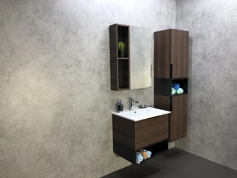 Зеркало со шкафом Comforty Франкфурт 60 00004150528 Дуб шоколадно-коричневый МДФ / ЛДСП, стекло