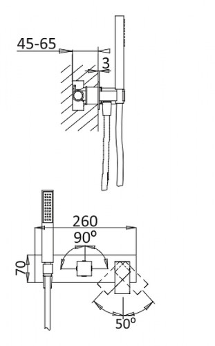 Смеситель для душа Cezares Porta PORTA-VDM2-01 Хром латунь встраиваемый