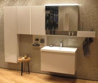 Шкаф пенал Geberit Acanto 38 500.619.JL.2 подвесной Песчаное стекло МДФ / ЛДСП, стекло