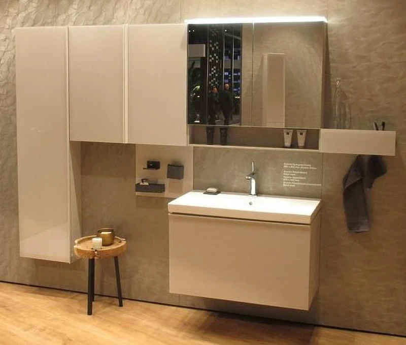 Шкаф пенал Geberit Acanto 38 500.619.JL.2 подвесной Песчаное стекло МДФ / ЛДСП, стекло