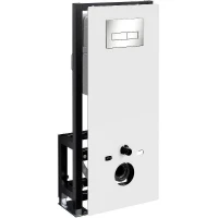 Инсталляция WasserKRAFT Glan 66TLT.010.ME.WH.BN03 для унитаза Белое стекло с клавишей смыва Никель