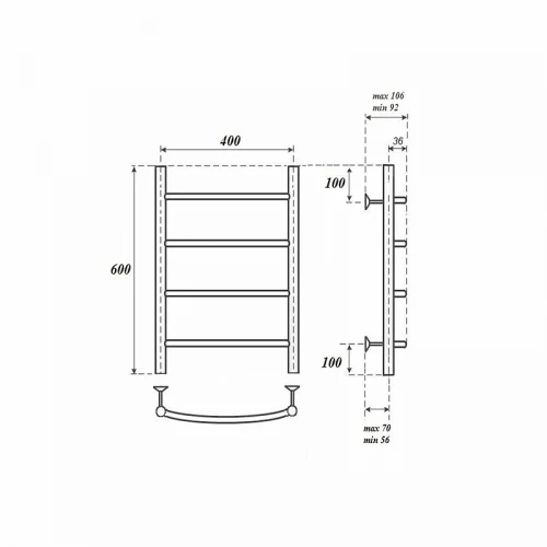 Водяной полотенцесушитель Point Афина PN04146 П4 400x600 Хром