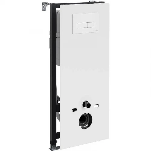 Инсталляция WasserKRAFT Abens 20TLT.010.ME.WH.WM03 для унитаза Белое стекло с Белой матовой клавишей смыва