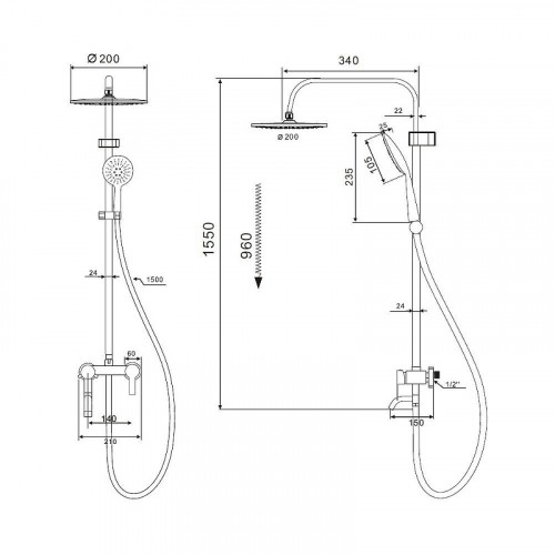 Душевая система D-Lin D10A16 цвет Хром