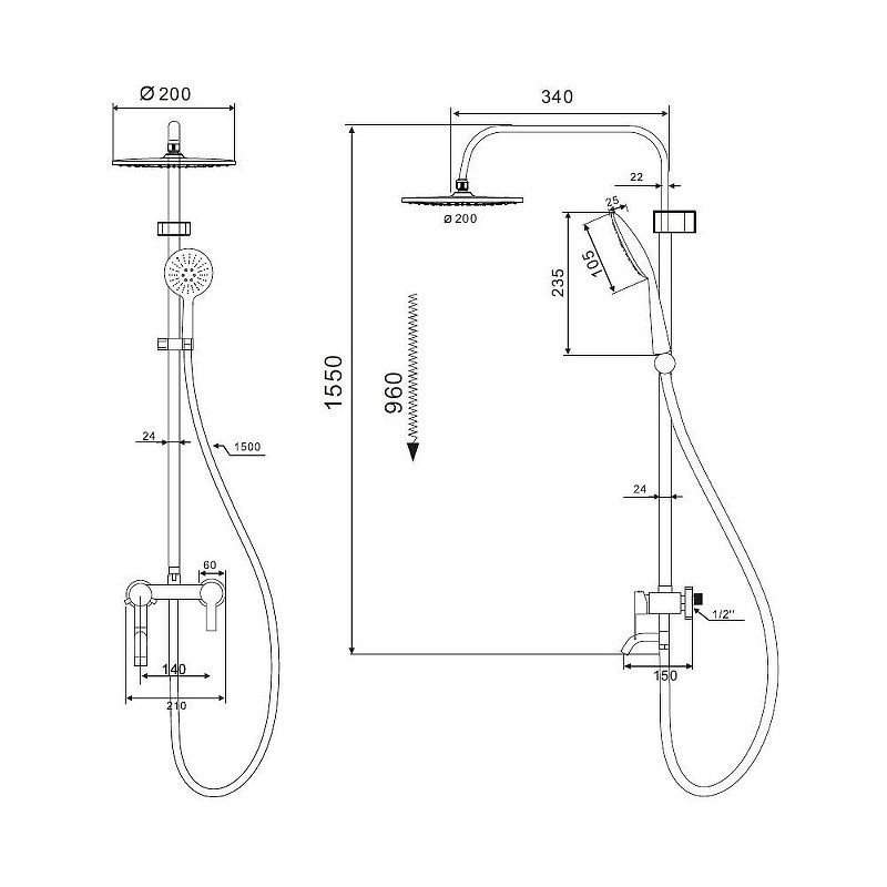 Душевая система D-Lin D10A16 цвет Хром