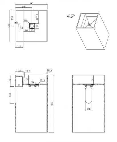 Раковина Boheme Cube 48 802-NM цвет Черный мрамор