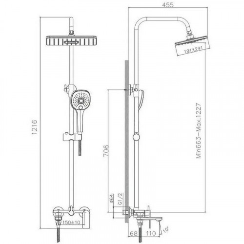 Душевая система Haiba HB23505-8 Хром Белая латунь на стену