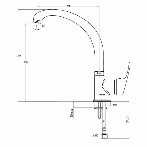 Смеситель для кухни Swedbe Selene 7340 Хром латунь