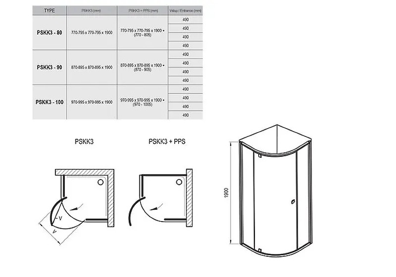 Душевой уголок Ravak Pivot PSKK3 90x90 37677101Z1 профиль Белый стекло Transparent
