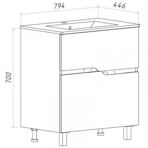Тумба под раковину Runo Палермо 80 00-00004158 Белая